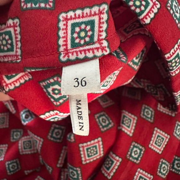 Sandro Paris Red "Laith" Geometric Tile Print Tie-Front Wide Leg Jumpsuit US 4 - Picture 11 of 11